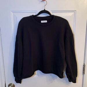 OAK + FORT - Oversized Black Cropped Crewneck